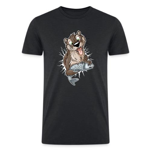 STUCK Otter (front) - white cracks - Men’s Tri-Blend Organic T-Shirt