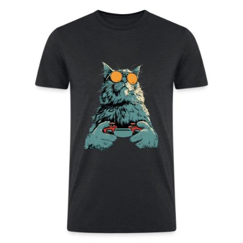 Cat: Fluff Mode On - Men’s Tri-Blend Organic T-Shirt