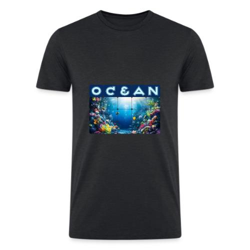 Ocean: Neon Reef Glow - Men’s Tri-Blend Organic T-Shirt
