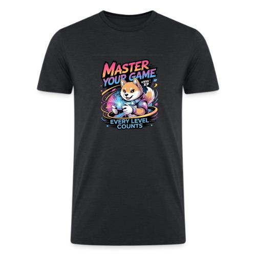 Cute Gamer Shiba Inu Level Up - Men’s Tri-Blend Organic T-Shirt