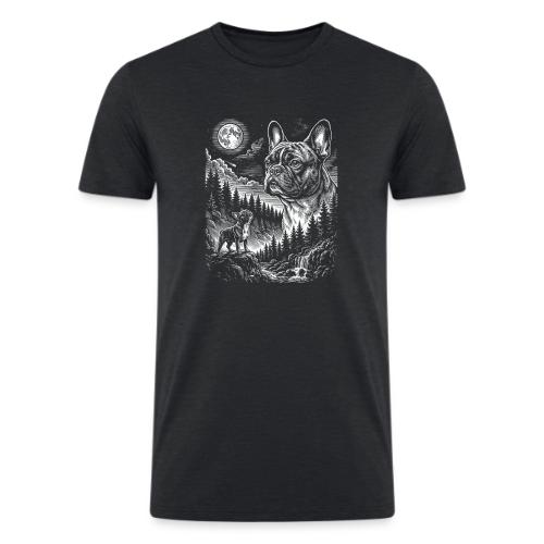 Vintage French Bulldog Moon Howling Tee - Men’s Tri-Blend Organic T-Shirt