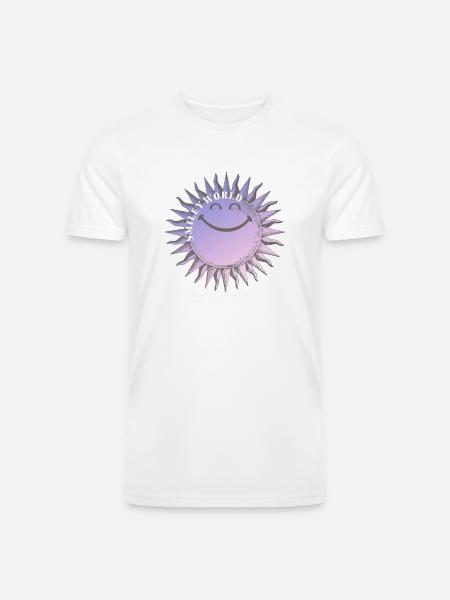 SmileyWorld Smiling Sun In Purple - Men’s Tri-Blend Organic T-Shirt - heather black