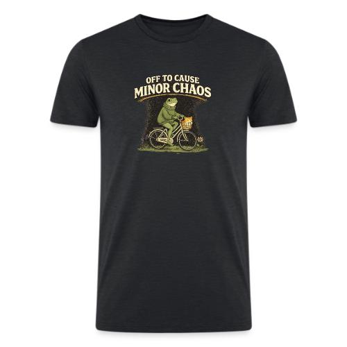 Minor Chaos Vintage Frog and Cat on Bicycle - Men’s Tri-Blend Organic T-Shirt