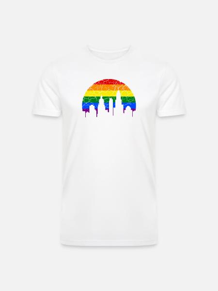 Amsterdam Skyline Rainbow Illustration - Men’s Tri-Blend Organic T-Shirt -