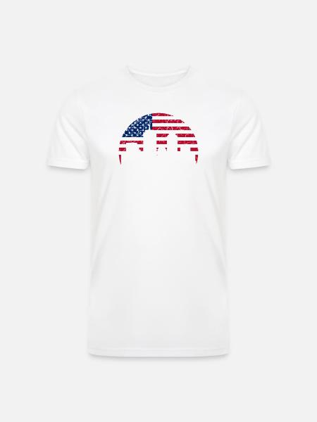 Boston Skyline Flag Emblem - Men’s Tri-Blend Organic T-Shirt -