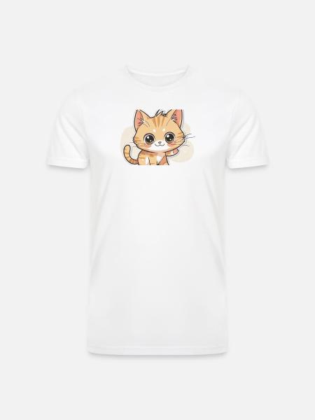 Waving Kawaii Orange Tabby - Men’s Tri-Blend Organic T-Shirt -