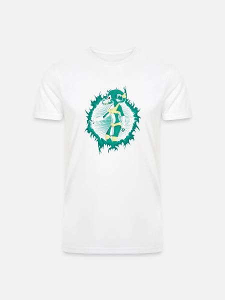 Alien With Halftone Background - Men’s Tri-Blend Organic T-Shirt -