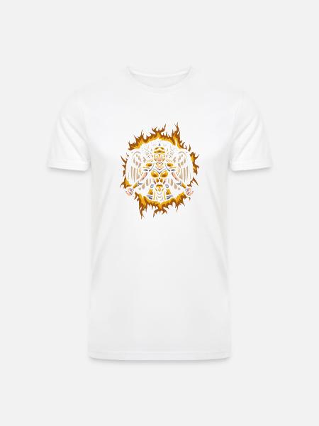 Valkyrie With Halftone Fire Background - Men’s Tri-Blend Organic T-Shirt -