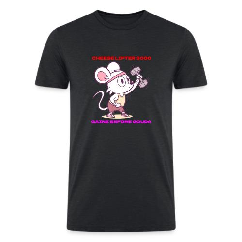 Cheese Lifter 3000 | Funny Gym Rat Mouse tshirt - Men’s Tri-Blend Organic T-Shirt