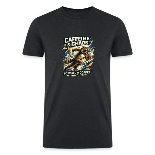 Funny Caffeine Chaos Raccoon Coffee Lover Morning - Men’s Tri-Blend Organic T-Shirt