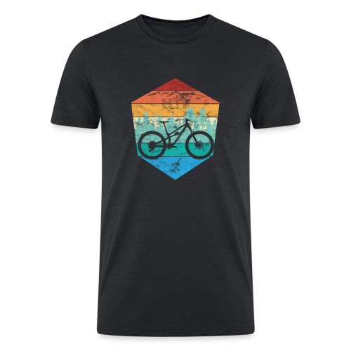 short travel trail bike retro washed and worn - Men’s Tri-Blend Organic T-Shirt