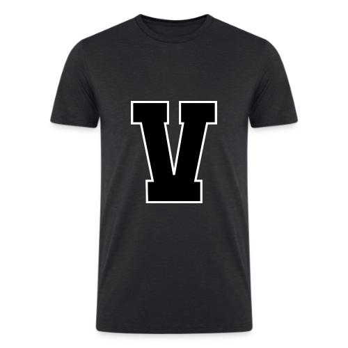 Varsity Letter V Athletic Alphabet Graphic - Men’s Tri-Blend Organic T-Shirt