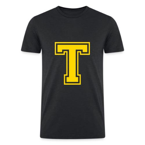 Letter T – Capital Athletic Alphabet Monogram - Men’s Tri-Blend Organic T-Shirt