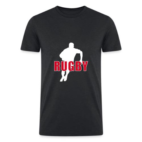 Bold Rugby Action Silhouette - Men’s Tri-Blend Organic T-Shirt