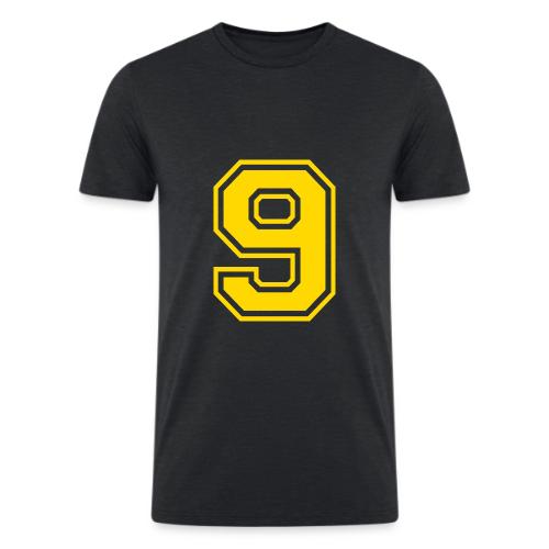 Number 9 in a classic athletic collegiate font - Men’s Tri-Blend Organic T-Shirt