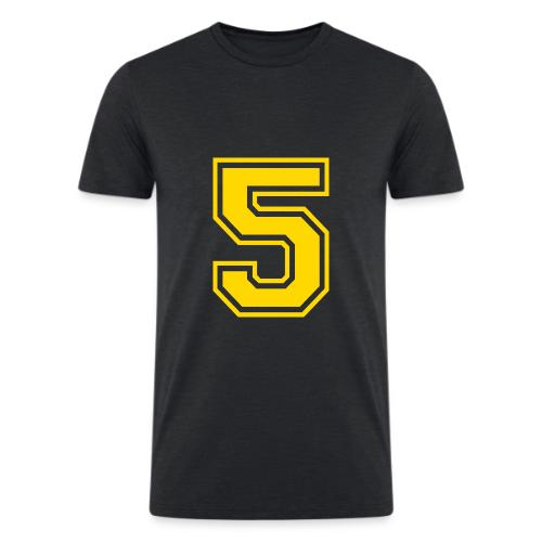 Number 5 in a classic athletic collegiate font - Men’s Tri-Blend Organic T-Shirt