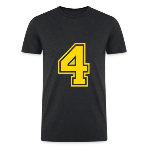 Number 4 in a classic athletic collegiate font - Men’s Tri-Blend Organic T-Shirt