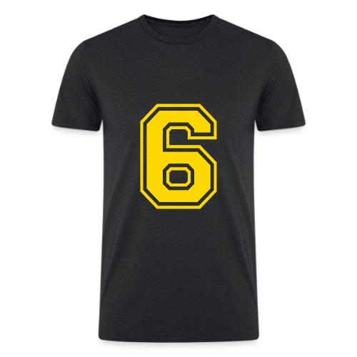 Number 6 in a classic athletic collegiate font - Men’s Tri-Blend Organic T-Shirt