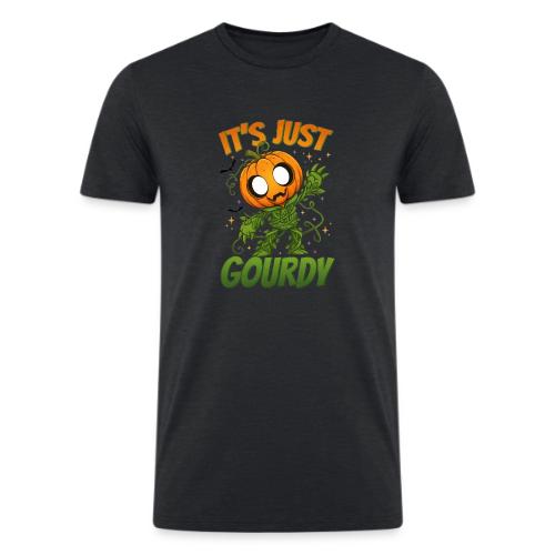 Cute Pumpkin Monster “It’s Just Gourdy” Funny - Men’s Tri-Blend Organic T-Shirt