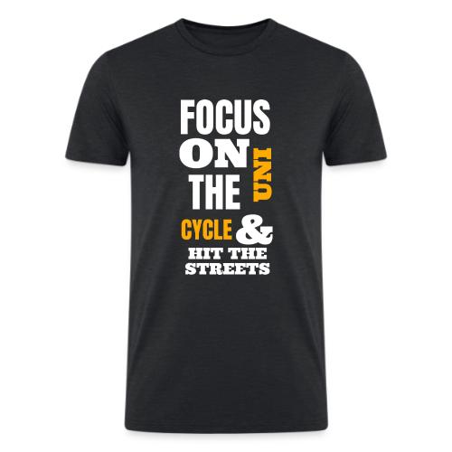 Focus On The Uni Cycle & Hit The Streets Yellow - Men’s Tri-Blend Organic T-Shirt