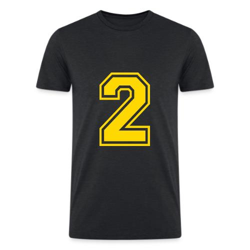 Number 2 in a classic athletic collegiate font - Men’s Tri-Blend Organic T-Shirt