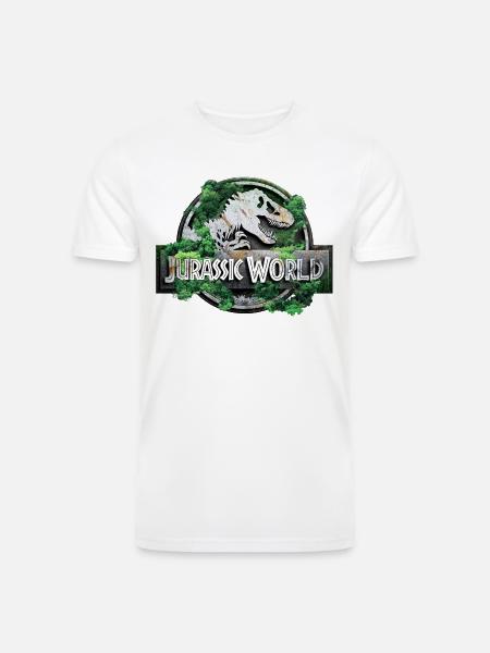 Jurassic World logo with T-Rex and trees - Men’s Tri-Blend Organic T-Shirt - 