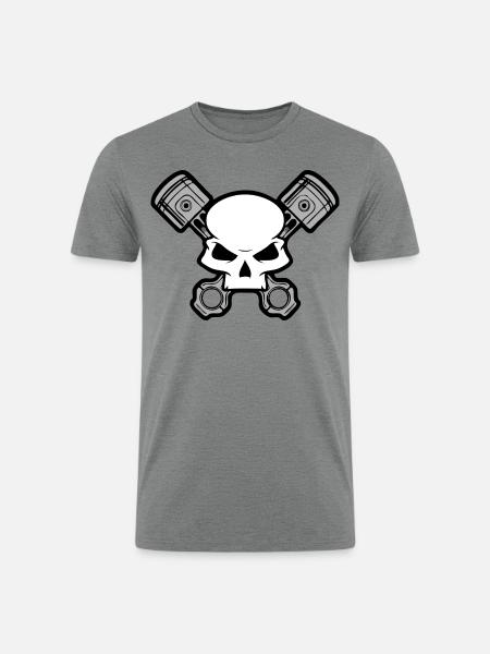 Skull and Pistons - Men’s Tri-Blend Organic T-Shirt - heather gray