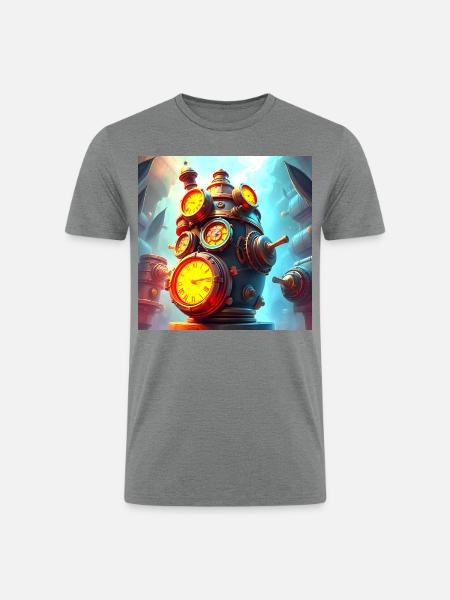 Clockwork Steam Engine - Men’s Tri-Blend Organic T-Shirt - heather gray