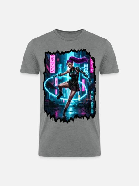 Cyberpunk Aesthetic — Phantom Protocol - Men’s Tri-Blend Organic T-Shirt - heather gray