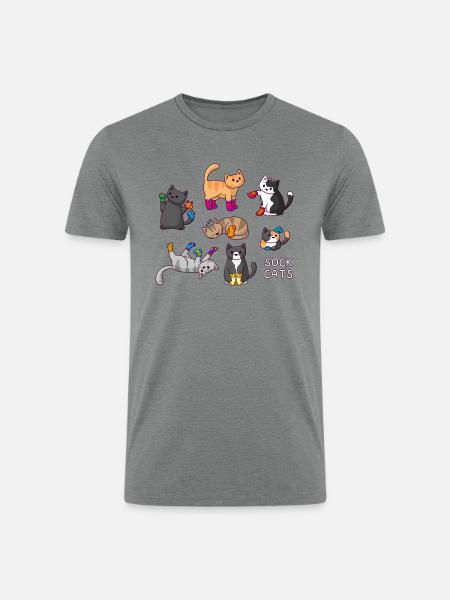 Sock Cats - Men’s Tri-Blend Organic T-Shirt - heather gray