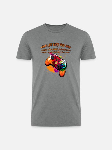 Press Start, Restart Life - Men’s Tri-Blend Organic T-Shirt - heather gray