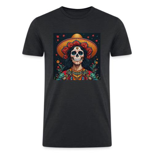 Charra Skull Art | Traditional Mexican Design - Men’s Tri-Blend Organic T-Shirt