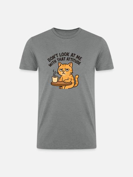 Unimpressed cat - Men’s Tri-Blend Organic T-Shirt - heather gray