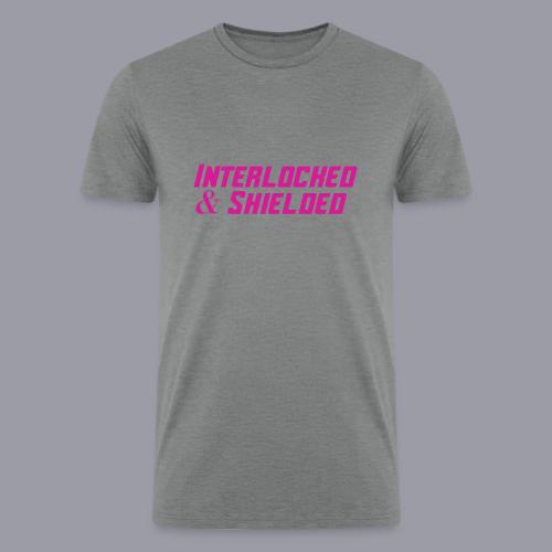 INTERLOCKED & SHIELDED - FUCHSIA DESIGN - Men’s Tri-Blend Organic T-Shirt