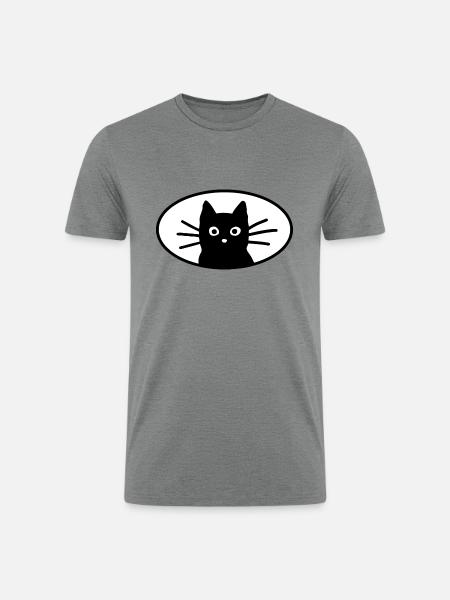 Black Cat Face - Men’s Tri-Blend Organic T-Shirt - heather gray