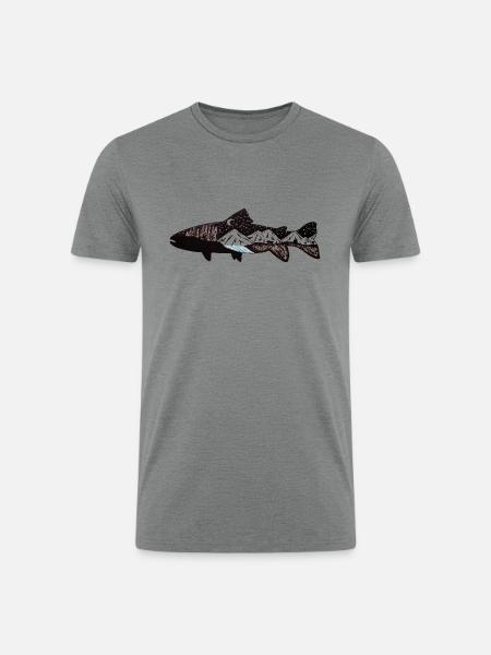 Mountain Trout - Men’s Tri-Blend Organic T-Shirt - heather gray