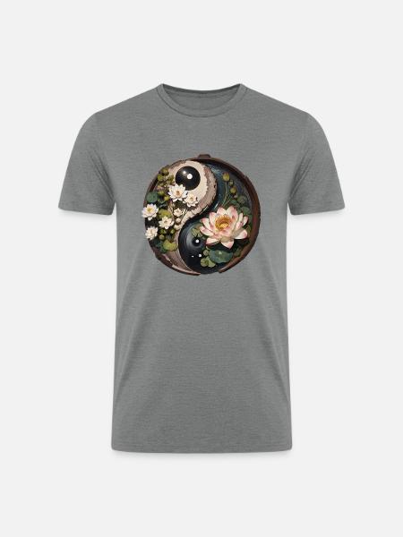 Lotus Flower Pond Yang - Men’s Tri-Blend Organic T-Shirt - heather gray