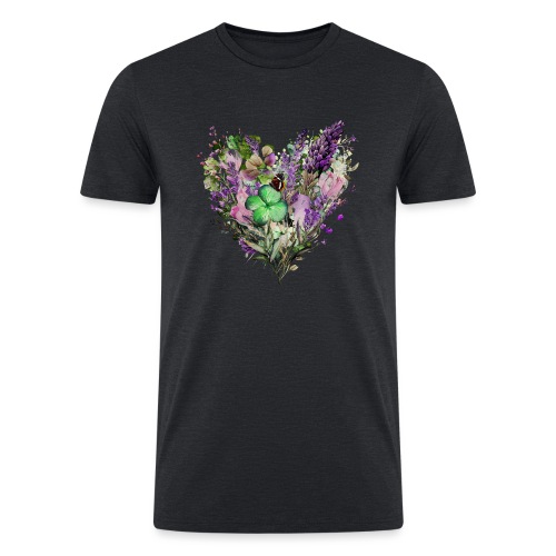 Walk in Love Spring Clover Flowers Heart - Men’s Tri-Blend Organic T-Shirt