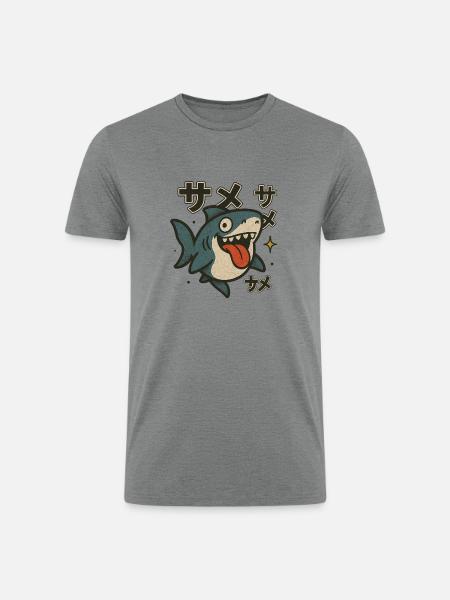 Silly Kawaii Shark Japanese - Men’s Tri-Blend Organic T-Shirt - heather gray