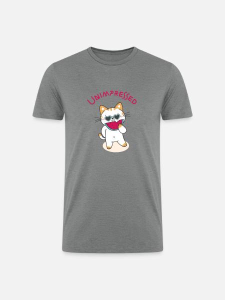 Unimpressed Funny Angry Cat - Men’s Tri-Blend Organic T-Shirt - heather gray
