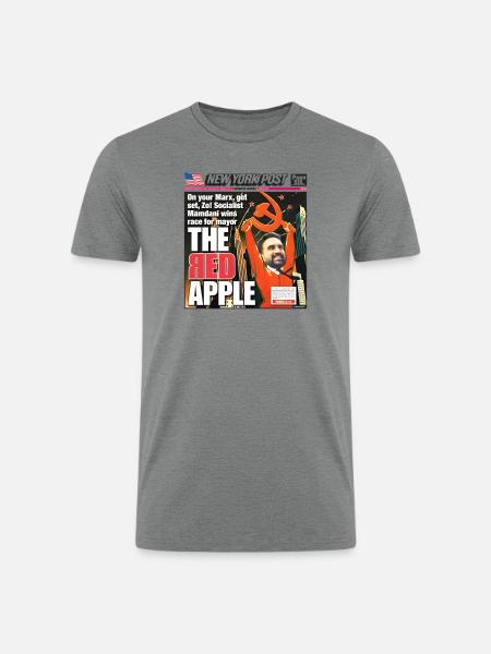 The Red Apple New York Post Zohran Mamdani  - Men’s Tri-Blend Organic T-Shirt - heather gray