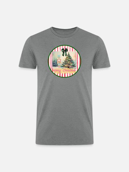 Nutcracker and Christmas Tree - Men’s Tri-Blend Organic T-Shirt - heather gray