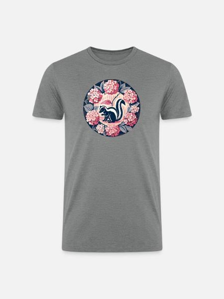 Hydrangea Circle Skunk Motif - Men’s Tri-Blend Organic T-Shirt - heather gray