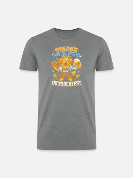 Golden Retriever Oktoberfest Cheer - Men’s Tri-Blend Organic T-Shirt - heather gray