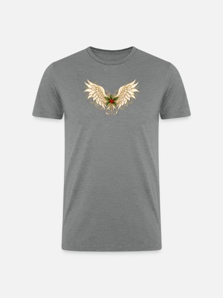 Holly Winged Halo Ornament - Men’s Tri-Blend Organic T-Shirt - heather gray