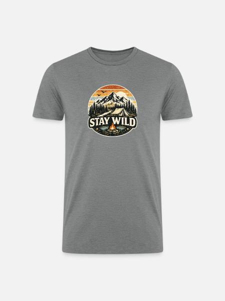 Stay Wild Camp Retro Sunset - Men’s Tri-Blend Organic T-Shirt - heather gray