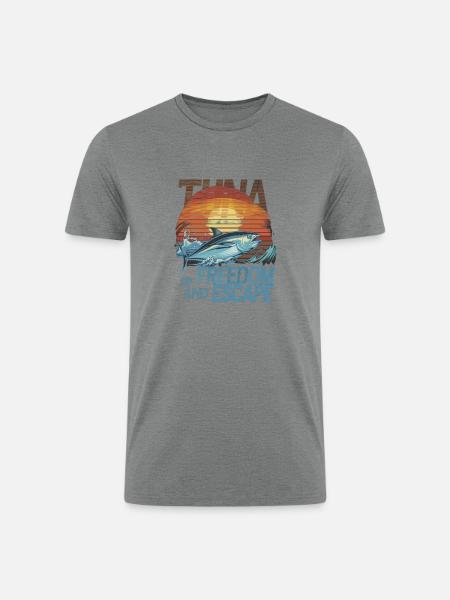 Ocean Depths and Tuna - Men’s Tri-Blend Organic T-Shirt - heather gray