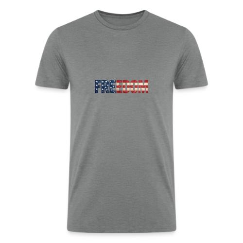 Freedom American Flag Distressed Patriotic Shirt - Men’s Tri-Blend Organic T-Shirt