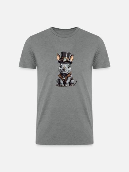 Well-dressed rhinoceros - Men’s Tri-Blend Organic T-Shirt - heather gray