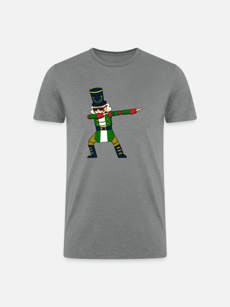 Christmas Soldier Dabbing Nutcracker - Men’s Tri-Blend Organic T-Shirt - heather gray